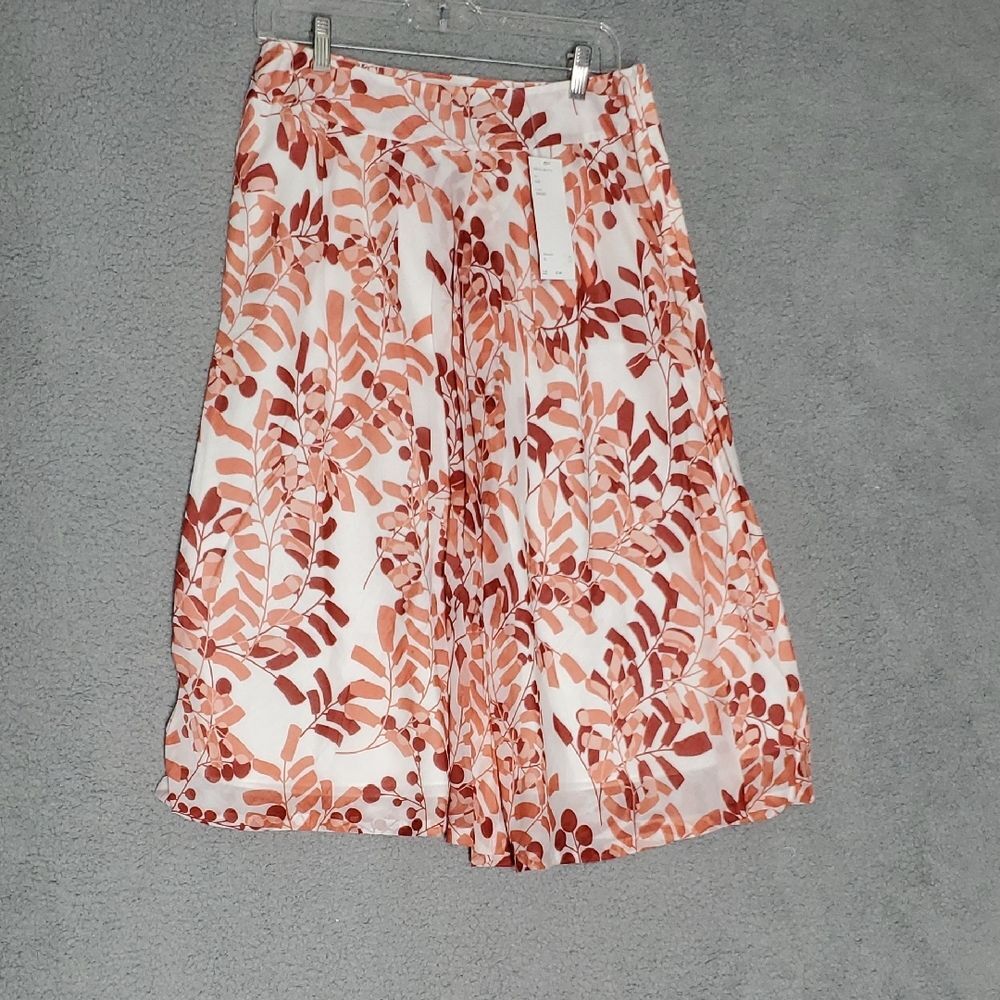 Lafayette 148 New York A-Line Skirt in Coral and White